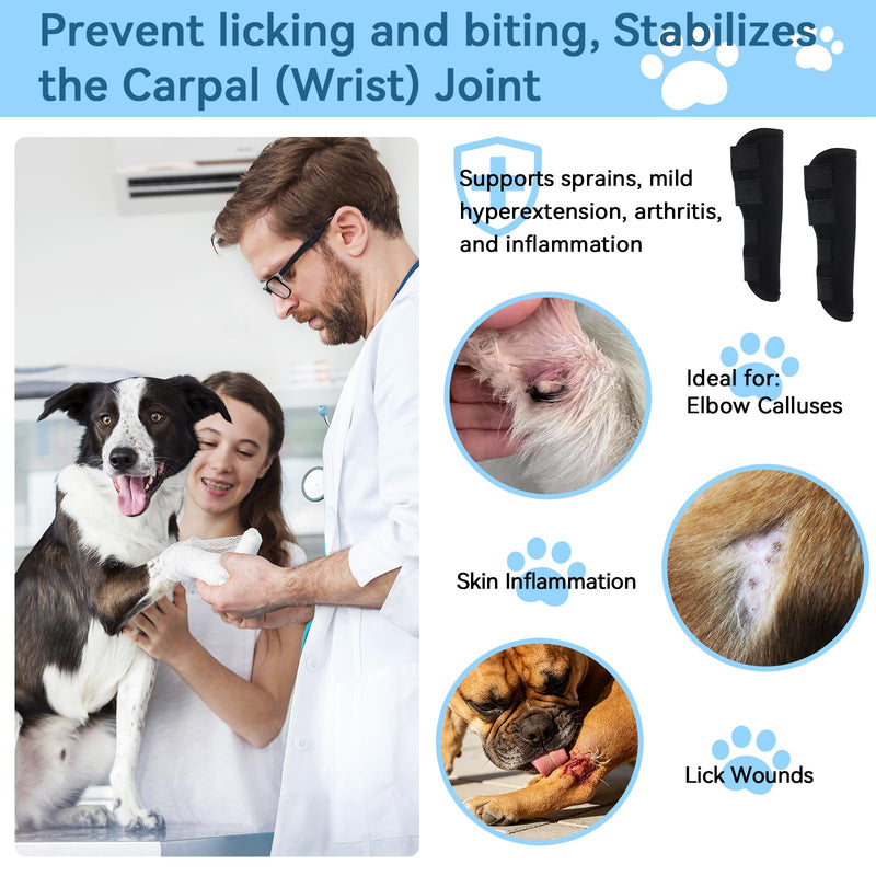 Dog Ankle Brace with Lick Stop, 2 Pack Adjustable Leg Protectors for Hind and Front Legs, Protect Wounds, Injuries and Sprains, Size M