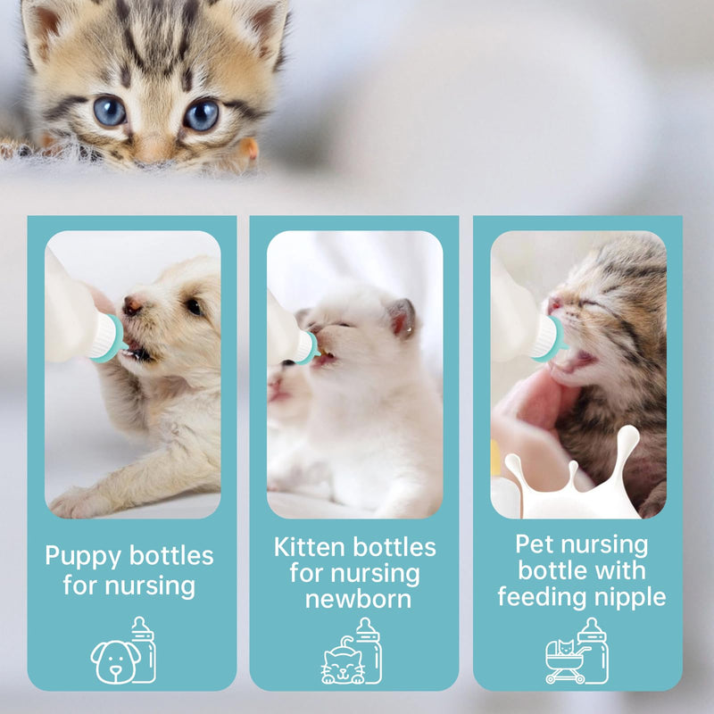 5Pack Kitten Bottle for Nursing Puppy Milk Kitten Bottles Feeding Kit Silicone Nipple for Newborn Pets Kittens, Puppy,Squirrel (Green) - PawsPlanet Australia