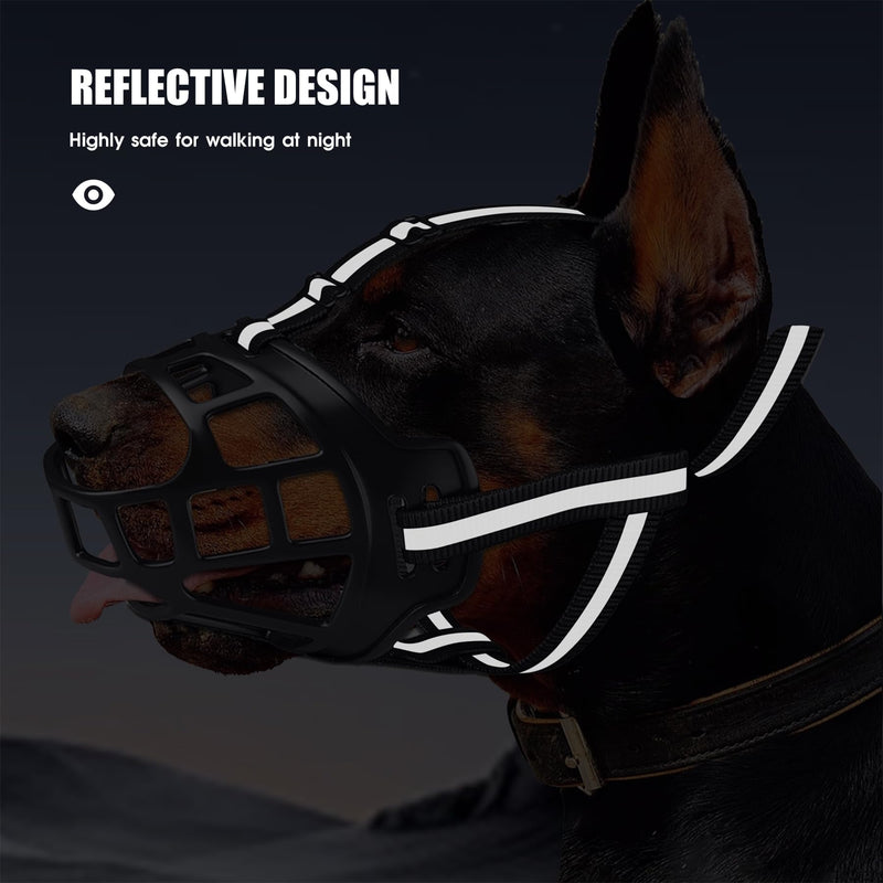 Dog Muzzle, Breathable Basket Muzzles for Small Medium Large Sized Dogs, Adjustable Humane Cage Mouth Cover for Scavenging Grooming Biting Chewing, Allows Panting and Drinking(Soft Rubber, M) - PawsPlanet Australia