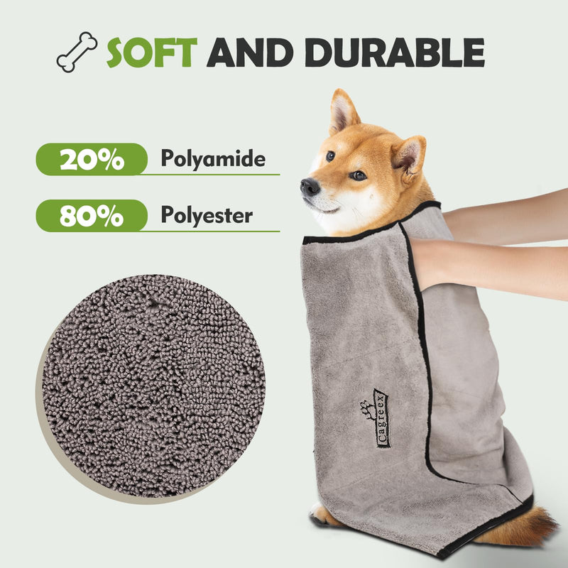 Microfiber Dog Towels Set Absorbent: 2 Pack Quick Dry Large Dog Towel for Drying Dogs - Super Soft Pet Bath Grooming Towels for Cat Dogs Mobile Groomers(24 * 40 inch, Grey) 24*40 inch - PawsPlanet Australia