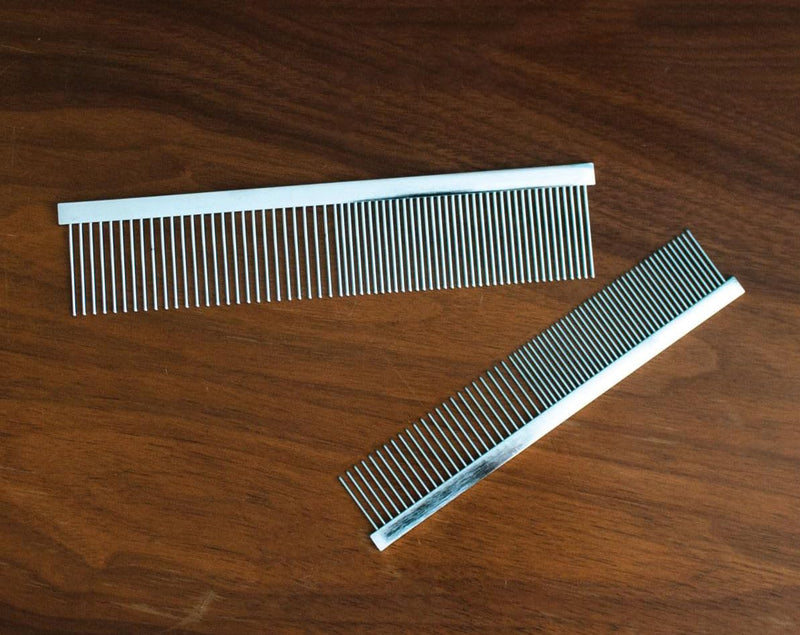 Jeffers Flat Back Pet Grooming Comb – Chrome Plated Steel Comb with Fine & Coarse Teeth for Dogs, Cats, Puppies – Detangling, Deshedding, Dematting Tool for Long or Short Hair - 7.5" L, 1-1/4" teeth 7.5"L - PawsPlanet Australia