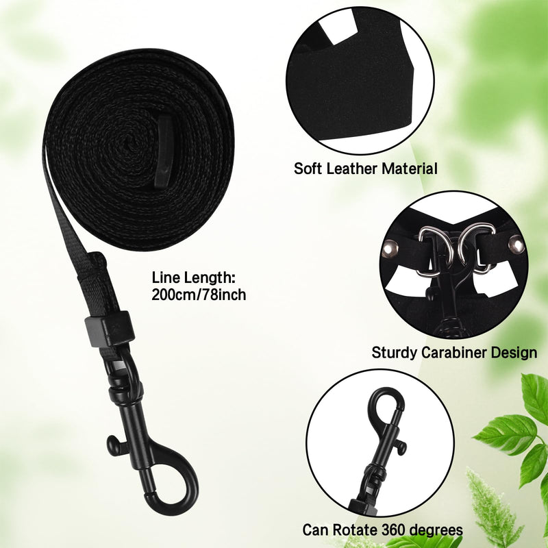 Bearded Dragon Harness Leash Set 3 Size Adjustable Lizards Training Walking Leather Vest Escape-Proof Traction Rope for Outdoor Small Reptiles Animal Squirrels (Black) Black - PawsPlanet Australia