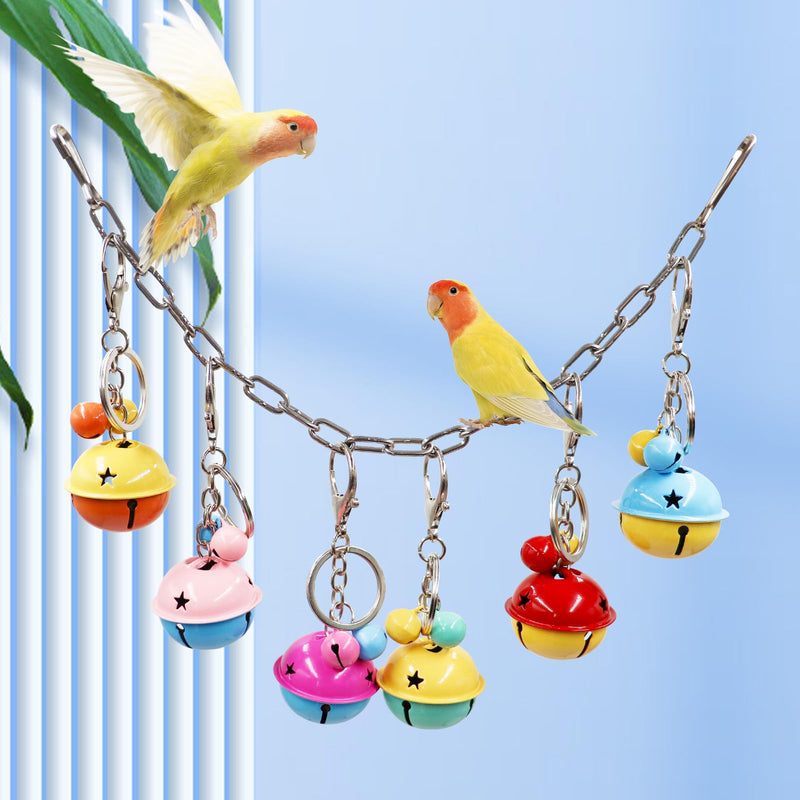 Bird Swing Bells Toys, Colorful Parrot Metal Bells, Hanging Bird Chewing Toys, Bird Cage Accessories, Suitable for Small to Medium Birds Budgie Lovebirds Conures Parakeets Cockatiels Rats