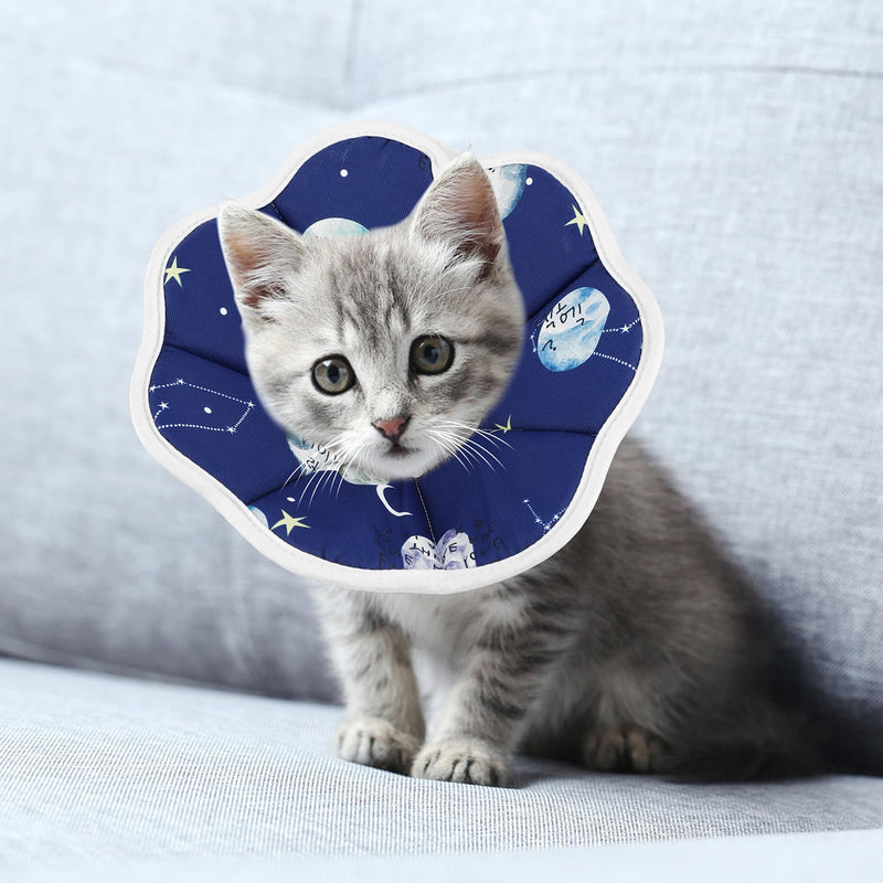 Cobee Soft Cat Cone Collar, Protective Cute Small Cat Recovery Collar Adjustable Fasteners Collars for Kittens Cats E-Collars After Surgery Wound Healing, Fit 6.3"-9" Neck Circumference(Constellation) Constellation - PawsPlanet Australia