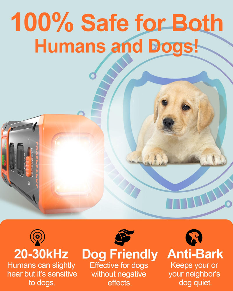 2025 Dog Training Bark Deterrent Device, Anti-Barking Device with HD Display and LED Flashlight for Dogs, Stop Bad Behavior Without Yelling or Swatting, Ultrasonic Stopper Alternative to Shock Collar Orange - PawsPlanet Australia
