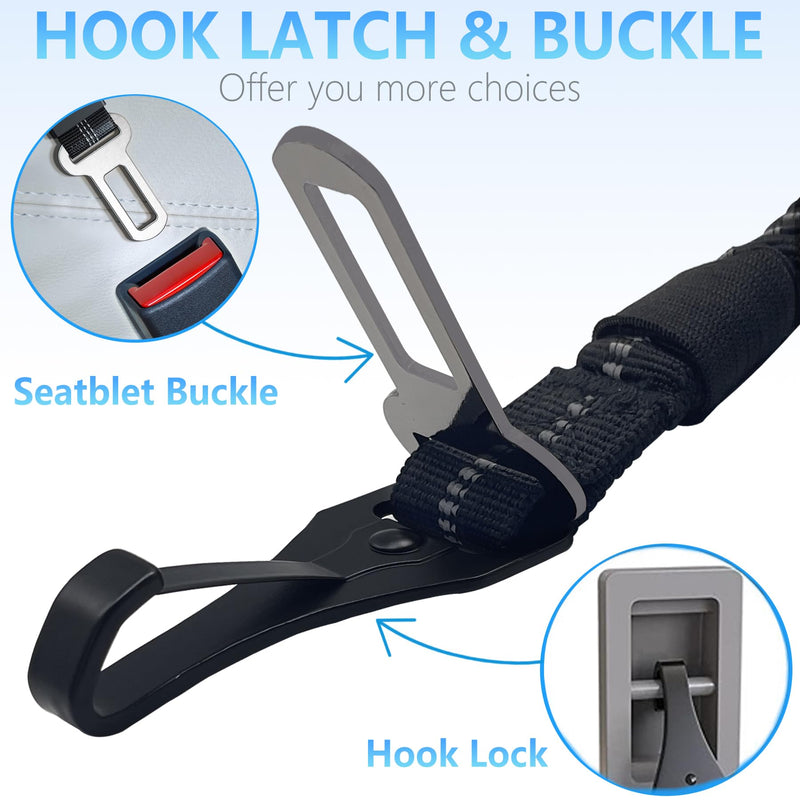 Dog Seat Belt for Car, 3-in-1 Adjustable Dog Seat Belt with Carabiner, Latch & Buckle, Heavy Duty Dog Car Harness Tether with Bungee Buffer, Pet Safety Restraint for Small Medium Large Dogs - PawsPlanet Australia
