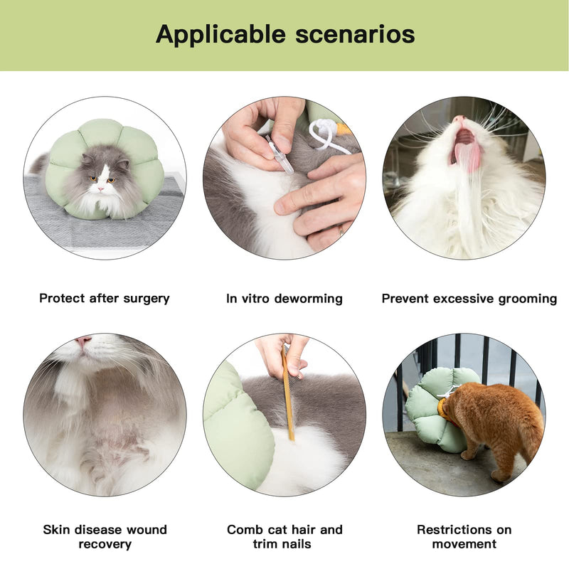 Cat Cone Collar Soft,Cute Adjustable Waterproof Cat Recovery Collar,Anti-Bite Lick Wound Healing Safety Cone For Cats,Green Flower All-Season Style(M)… Green Flower M(Neck: 6.5-10.5 in)