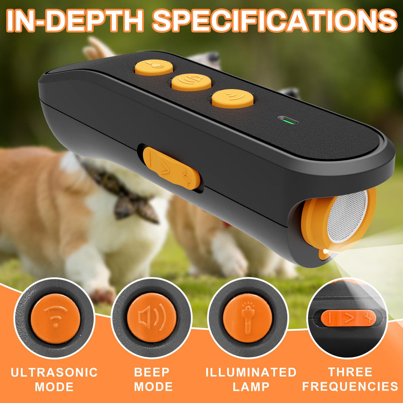 Dog Bark Deterrent Devices, Anti Barking Device for Dogs, Rechargeable Dog Barking Silencer 16.4ft, 3 Modes & Led Light Ultrasonic Dog Bark Deterrent Safe for Human & Dogs Portable Indoor/Outdoor