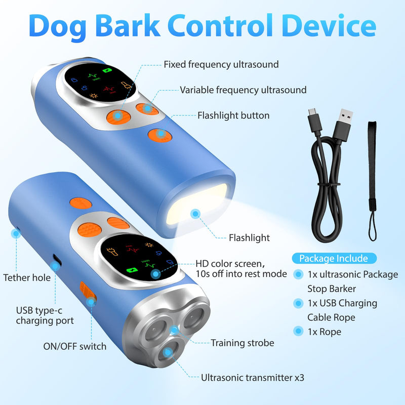Dog Bark Deterrent Device – 3 Ultrasonic Anti Barking Device for Dogs, Stops Neighbor’s Dog Barking, 50 FT Range Dog Barking Control Devices, Stops Bad Behavior for Dogs Indoor Outdoor Trainning Tools - PawsPlanet Australia
