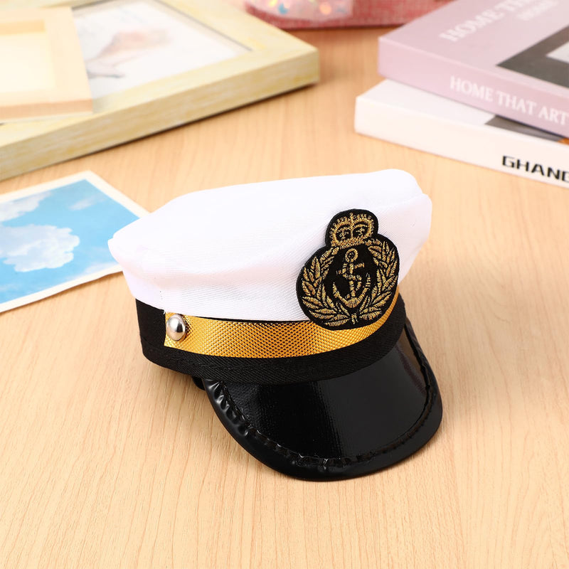 Amosfun Pet Captain's Hat Sailors Sea Captain White Captain Hat Dog Cat Puppy Sailor Halloween Cosplay Costume Hat 5.3 Inch