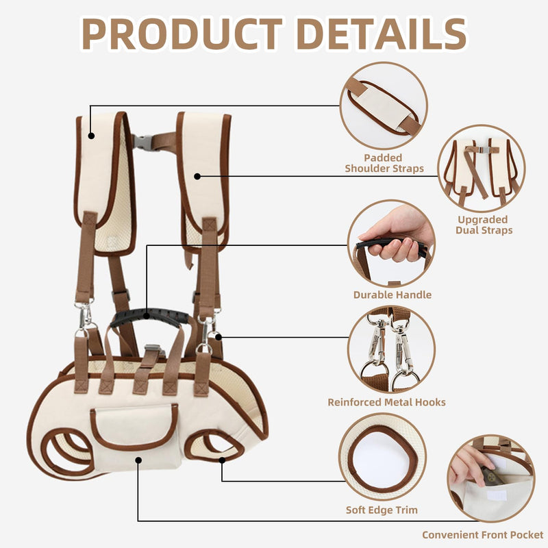 Dog Carrier Backpack for Medium Pets, Breathable Detachable Travel Pet Bag with Adjustable Straps, Portable Hands-Free Dog Cat Carrier Backpack for Hiking, Walking & Camping (M). White Medium (8.82Lbs-14.33Lbs) - PawsPlanet Australia