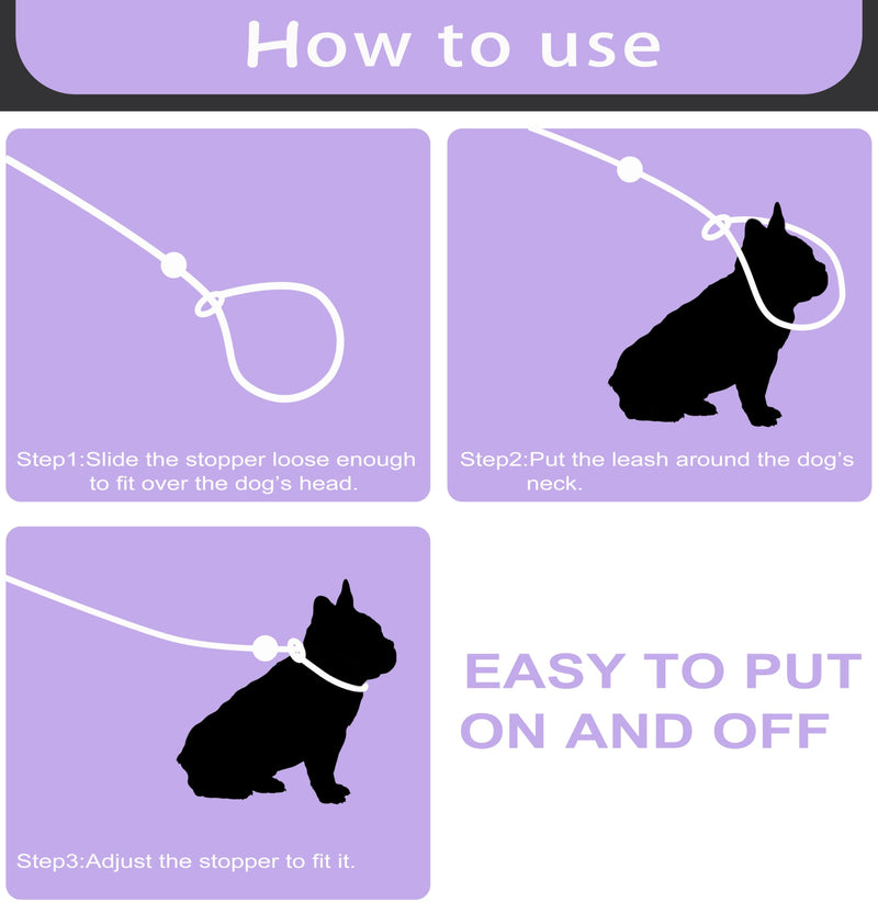 Purple 6FT No Pull Dog Training Leash - Lightweight Slip Lead for Small Medium Dogs Purple - PawsPlanet Australia