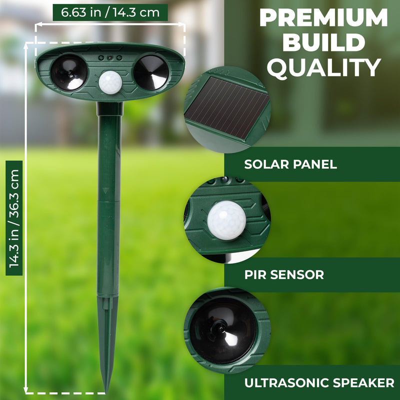 Upgraded Solar Ultrasonic Animal Repellent Outdoor (Pack 2pcs) - Cat Repellent Outdoor, Squirrel, Deer, Raccoon, Pest Repeller - Keep Skunk Away Motion Detection with Flash Light for Yard Garden Lawn 2 - PawsPlanet Australia