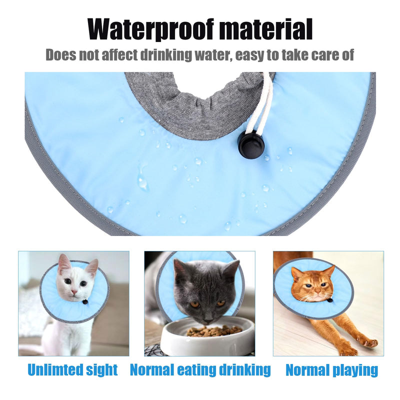 Cat Recovery Collar Adjustable Cat Neck Protective Cat Collar Waterproof Elizabethan E Collar for Cats Kittens Puppies after Surgery to Stop Licking Wounds (Blue) - PawsPlanet Australia