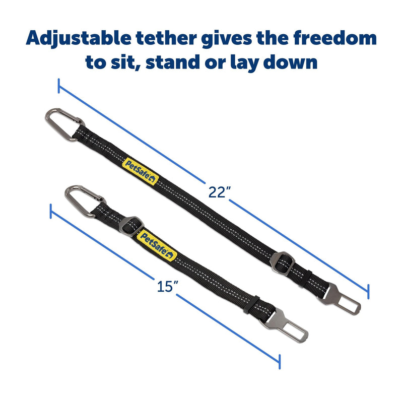 PetSafe Safety Seatbelt Tether – Adjustable Dog Seat Belt for Car – Works with Any Harness – Carabiner Clip, Black – 1 Seat Belt Tether - PawsPlanet Australia