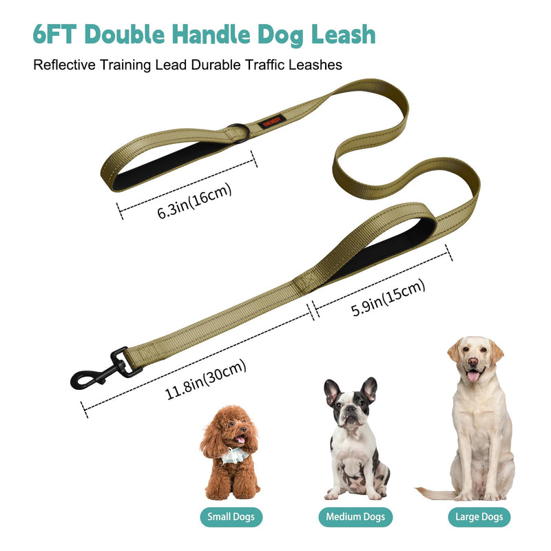 Dog Leash, Heavy Duty Dog Leash, Leashes for Large Breed Dogs, Double Handle Dog Leash, Reflective Training Lead, Perfect for Medium to Large Dogs(6FTDeep Green) 72 InchFT Deep Green - PawsPlanet Australia