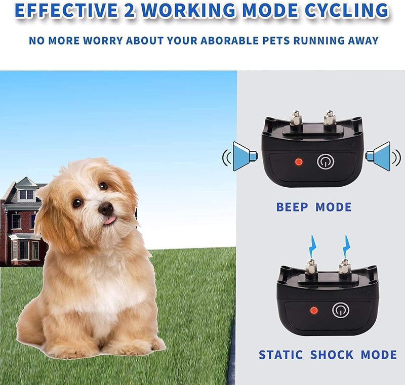 Plkm Dog Wireless Fence Pet Electric Container System, No Randomly Correction Safe Harmless Dog Fence, Adjustable Control Range, Waterproof Rechargeable Dog Fence Collar Receiver For 1 Dog Black
