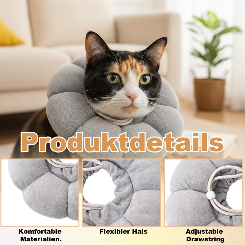 Cat Neck Brace, Pack of 2, Yellow and Grey, Soft and Breathable Material, for Cats and Small Dogs, 22 x 23 cm