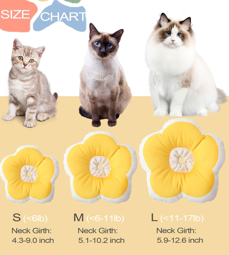 Cute Cat Cone Soft Collar to Stop Licking, Flower Shape Recovery Collar for Dog, Neck Pillow After Surgery for Kittens, Anti-Bite Lick Wound Healing Safety Elizabethan e Collar for Cats (Yellow, S) Yellow - PawsPlanet Australia