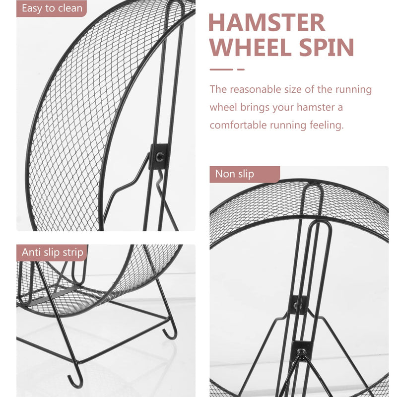 Mikikit Hamster Toys Hamster Wheel, Interesting Hamster Running Wheel Mesh Hamster Exercise Wheel Household Hedgehog Running Toy Hamster with Rack for Hamsters Gerbils Rat Small Pet Hamster Wheel Black3 - PawsPlanet Australia
