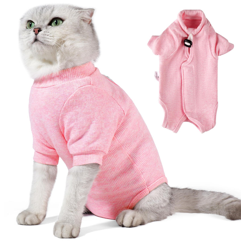 Dotoner Cat Surgery Recovery Suit - Long Sleeve Bodysuit Kitten Recovery Medical Vest with E-Collar Alternative Anxiety Vest