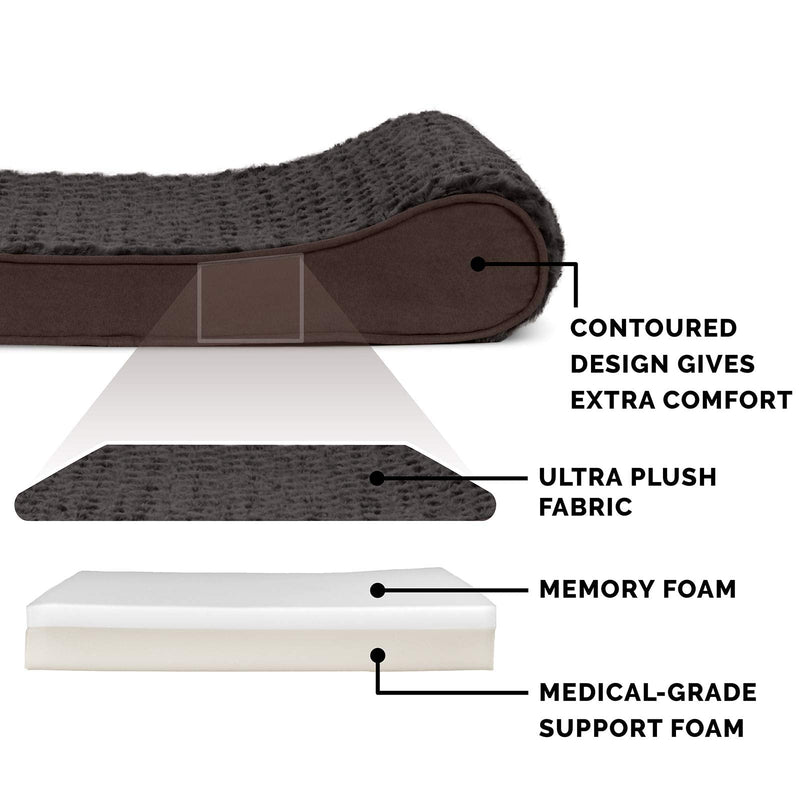 Furhaven Memory Foam Dog Bed for Medium/Small Dogs w/ Removable Washable Cover, For Dogs Up to 23 lbs - Ultra Plush Faux Fur & Suede Luxe Lounger Contour Mattress - Chocolate, Medium - PawsPlanet Australia