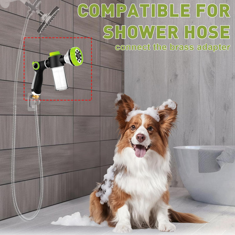 Dog Washing Hose Attachment, Dog Sprayer with 3.5oz/100cc Soap Dispenser Bottle, Massage Brush, Solid Brass Garden Hose Adapters, Garden Hose Nozzle for Pet Bathing, Car Washing - PawsPlanet Australia