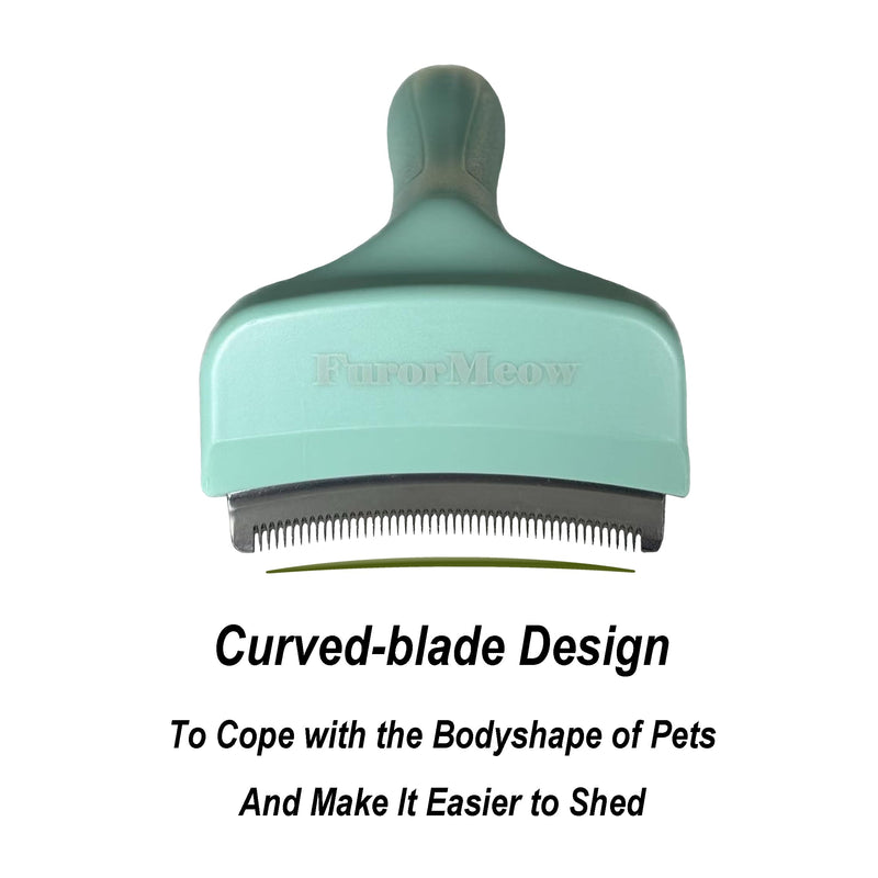 Pet Deshedding Tool with Curve Blade, Cat Grooming Brush, Tight V-shaped Teeth Shedding Comb for Cats and Dogs (Green, Small) Green - PawsPlanet Australia