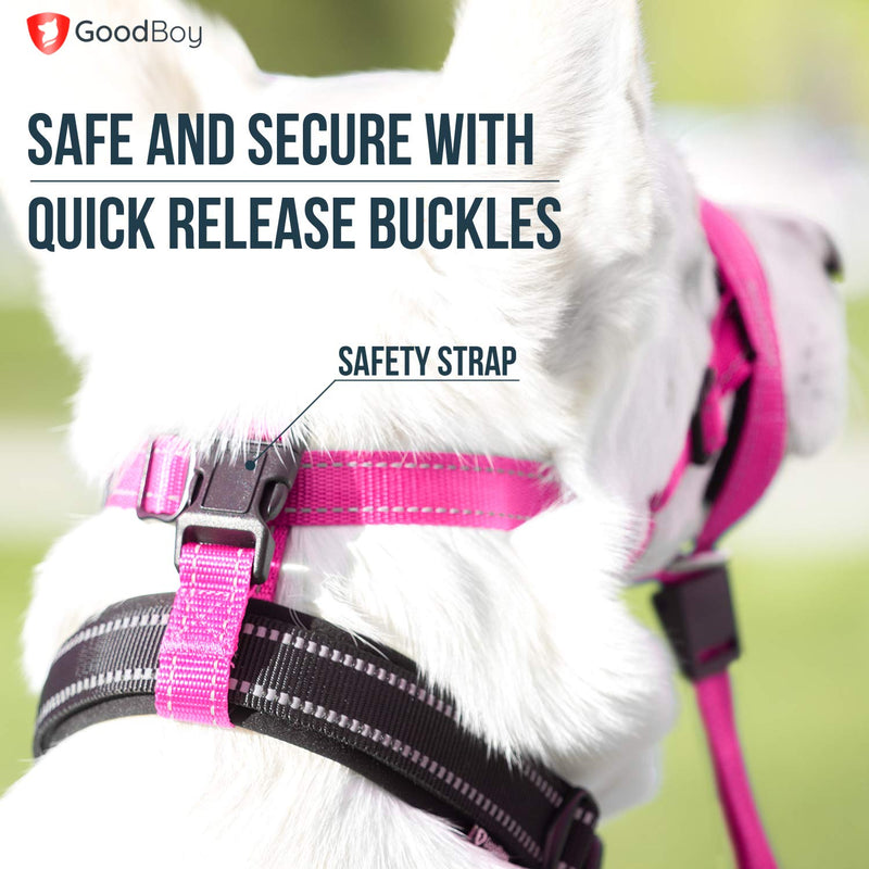 GoodBoy Dog Head Halter with Safety Strap - Stops Heavy Pulling On The Leash - Padded Headcollar for Small Medium and Large Dog Sizes - Head Collar Training Guide Included (Size 4, Pink Nylon) Size 4 (Pack of 1) Pink Nylon / Black Padding - PawsPlanet Australia