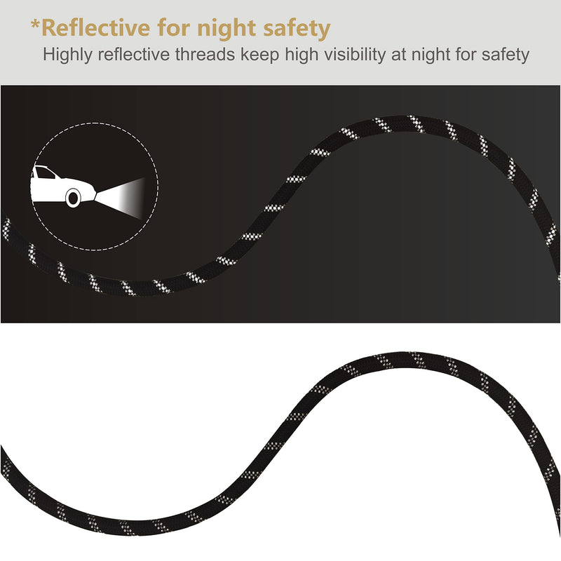 Dog Leash Heavy Duty 6ft, Double Handle Dog Leash with Padded Handle for Traffic Control, Reflective Rope Leashes for Large and Medium Dogs Control Safety Training at Night (Black) Black (25 to 120 lbs) - PawsPlanet Australia