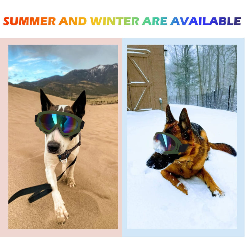 Large Dog Sunglasses, Dog Goggles with Adjustable Strap UV Protection Winproof Dog Puppy Sunglasses, Suitable for Medium-Large Dog Pet Glasses, Dogs Eyes Protection Army Green Frame&Colorful Lens&L - PawsPlanet Australia