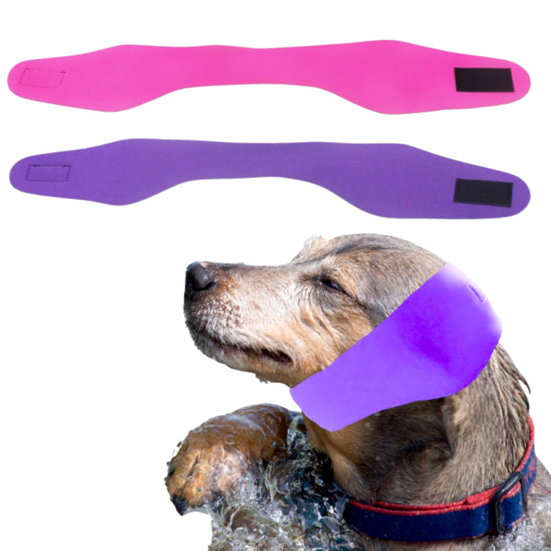 2pcs Dog Ear Covers for Swimming, Ear Protection for Dogs Bathing, Dog Bath Supplies, Ears Wrap for Dogs, Waterproof Ears Covers Swimming Cap, Adjustable Shower Cap, Puppy Swim Cap (Purple, Pink, M) Purple, Pink