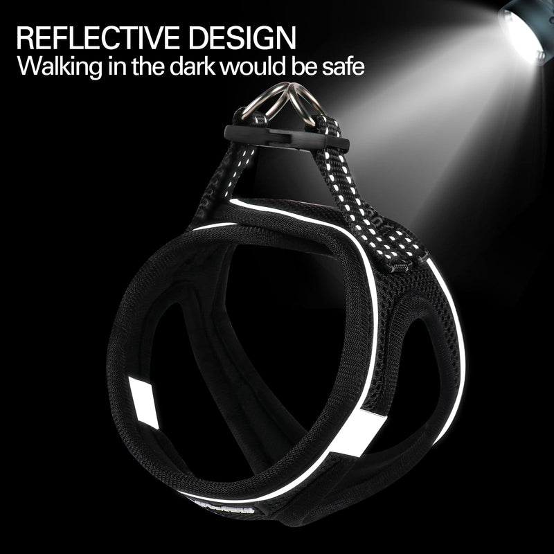 Dog Harness for Small Dogs, Small Dog Harness and Leash Set, Honeycomb Grid, Reflective Lightweight Harness & Anti-Twist Pet Lead,Dog Harness(Multi Color, Size: XS-S-M) (XS, Black) - PawsPlanet Australia