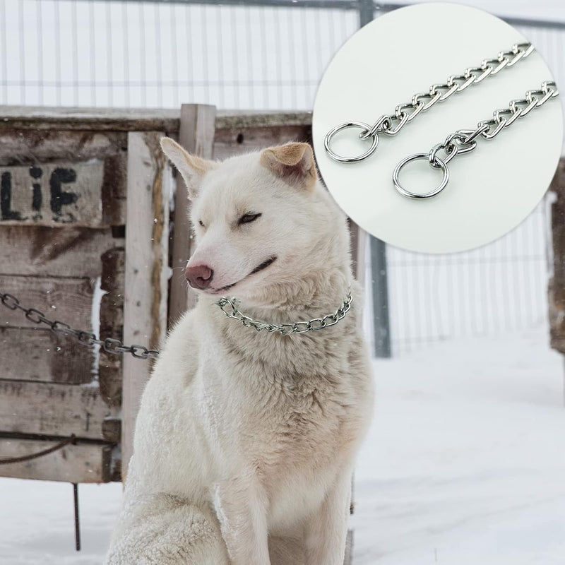 American Made Stainless Steel Dog Chain Collar Slip and Martingale Chain for Dogs Chew Proof Chain for Dogs Anti Winding, Heavy Duty Dog Chain Collar - Made in USA with Smooth Chrome Finish Small 16'' - PawsPlanet Australia