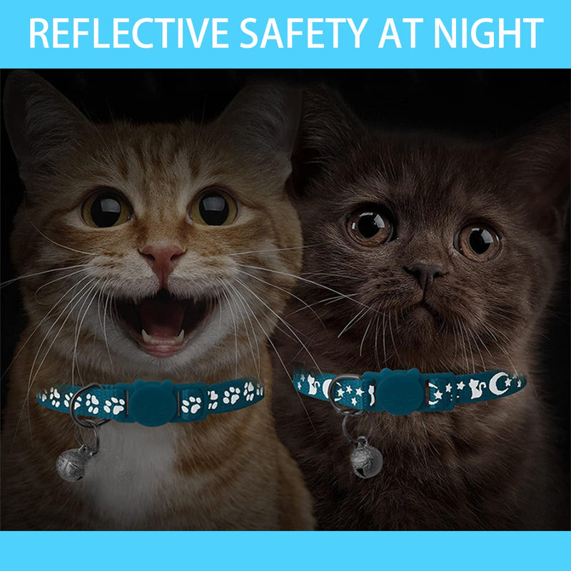 5PCS Reflective Cat Collars Breakaway with Bell，Moon Reflections Cat Collar with Bells ，Girl Boy Pet Kitten Collar，Pet Supplies Stuff，Accessories，Adjustable 7.87-13 Inch，Made of Durable Nylon Fabric - PawsPlanet Australia