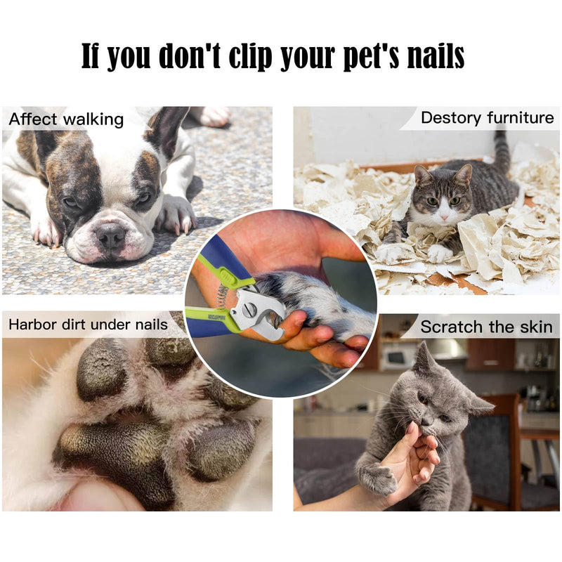 Dog Nail Clippers with Nail File, Professional Pet Nail Trimmers with Safety Guard, Avoid Over Cutting, Grooming Razor for Medium and Large Dog and Cat, Blue Yellow - PawsPlanet Australia