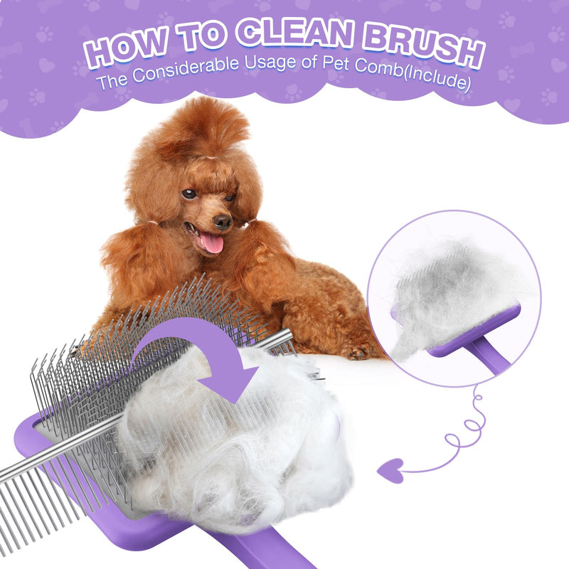 Large Slicker Brush for Dogs,Doodle Brush for Poodles, Goldendoodles, Labradoodle, Extra Long Pins for Detangling Matted Fur & Removing Tangle, Dog Grooming Kit with Wooden Handle. Purple - PawsPlanet Australia
