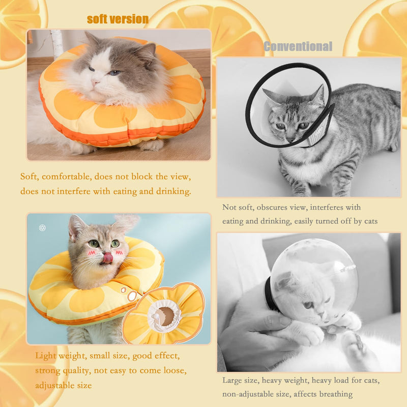 Cat Recovery Soft Collar.Waterproof Soft Recovery Cone Collar. Anti-bite and Anti-Lick Wound Healing Safe Adjustable Elizabethan Collar.(S) S Yellow - PawsPlanet Australia