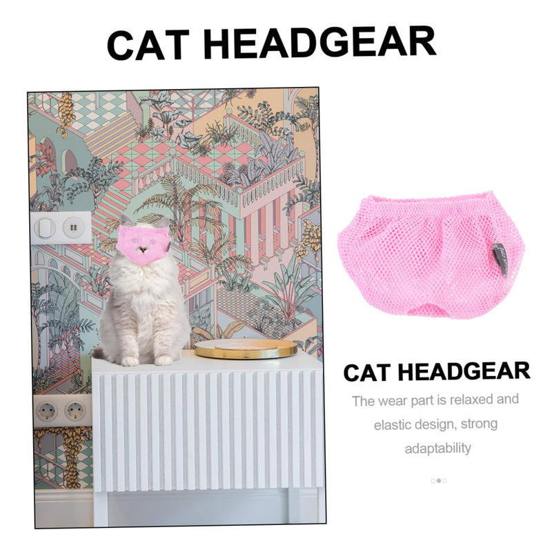 Breathable cat muzzle with leg protection made of polyester. Adjustable for cats and kittens. Available from pet stores and grooming shops.