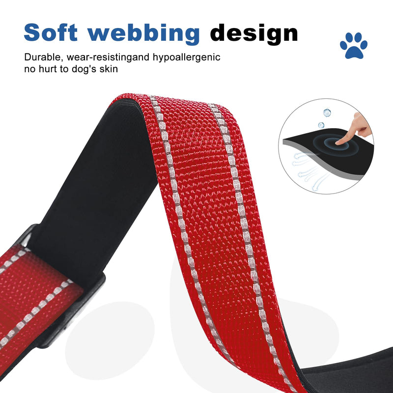 Reflective Martingale Dog Collars. Dog Collar with Quick Release Buckle. Adjustable Soft Padded Breathable Nylon Pet Collar Suitable for Puppies for Small Medium Large Dogs. M:1"Wind for 14.5"-19.5"Neck Red - PawsPlanet Australia