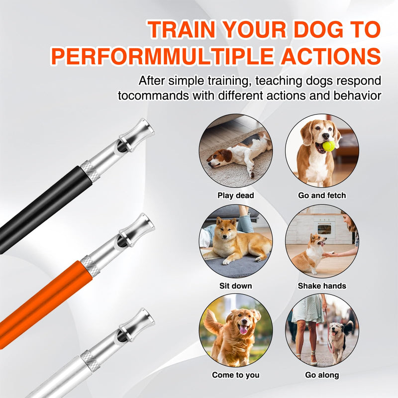 3 Pack Dog Whistle Training, Adjustable Volume Dog Whistle with Lanyard(Black,White and Orange) - PawsPlanet Australia