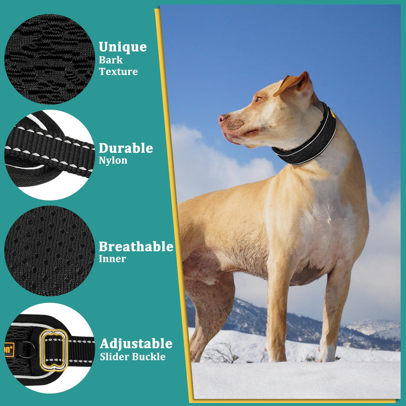 Martingale No Pull Dog Collar for Large Medium Dogs Pitbull German Shepherd Rottweiler, Reflective Anti Pull Dog Collar with Buckle, Adjustable Dog Walking Collar No Pull for Training Hiking Large,2.5mm,18''-22"Neck Black - PawsPlanet Australia