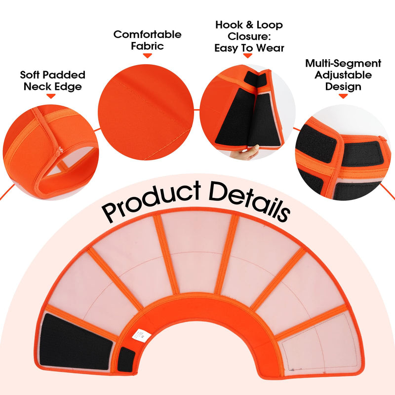 Soft Dog Collar for Large Dogs Comfortable Lightweight Elizabethan Collar Healing, Adjustable Anti-Licking Protection Guard for Wound Care, Spay, Neuter, Orange, Size XL X-Large(Depth: 11.81")