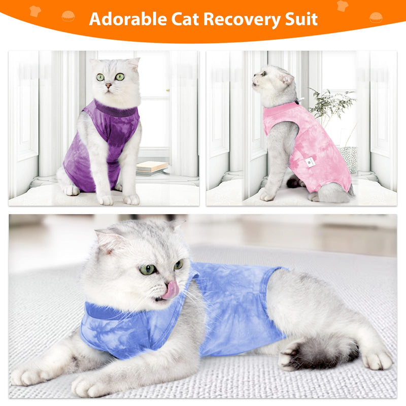 Cat Recovery Suit for Spay Cat Onesie for Cats After Surgery, Breathable Cat Surgery Recovery Suit Female Male Surgical Spay Suit, Kitten Recovery Suit E Collar Alternative Anti Licking Wounds, Large Purple