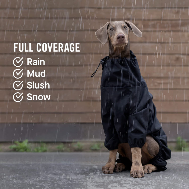 Canada Pooch Dog Slush Suit Dog Bodysuit for Rain and Snow Full Body Dog Suit Water-Resistant Dog Onesie (Black, 22 (21-23" Back Length)) 22 (21-23" back length) Black - PawsPlanet Australia