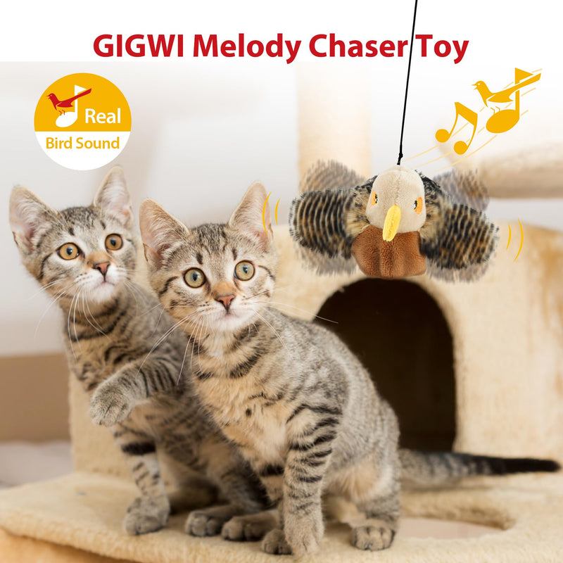 Gigwi Interactive Cat Toys for Indoor Cats, Rechargeable Motion Activated Cat Toy, Automatic Flapping and Chirping Cat Toy with Catnip, Beating Wings Hanging Cat Toy Moving Moving bird