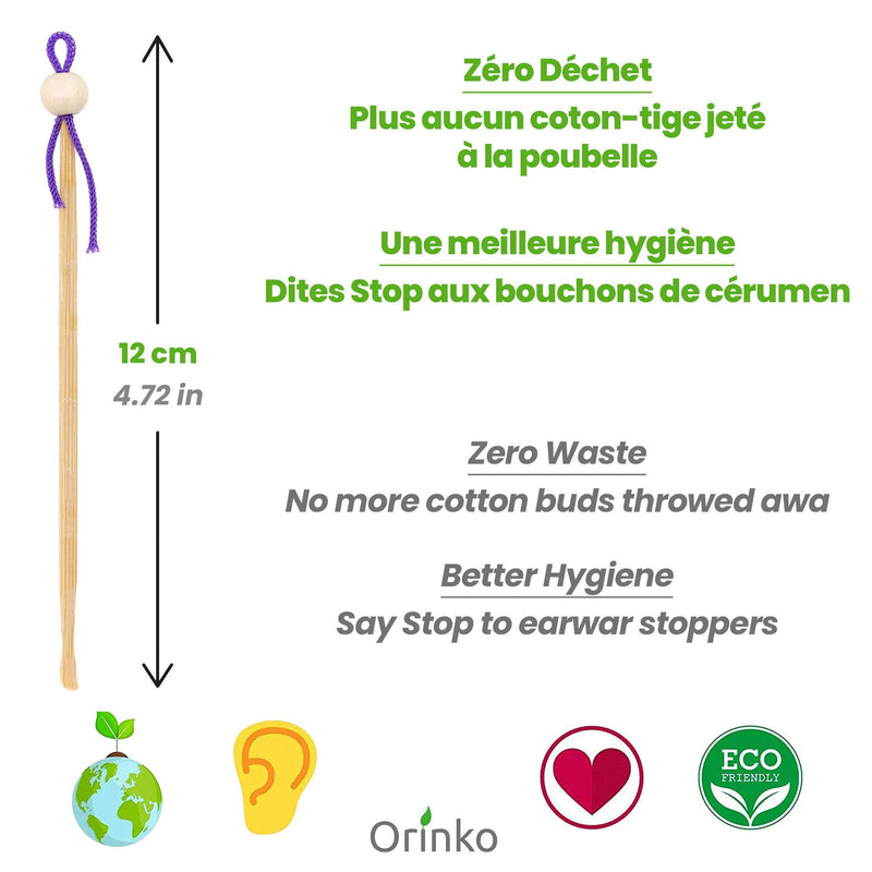 Orinko - Bamboo Ear Cleaner 10x - Ear Cleaner for Human - Ecologic and Reusable for Life - Get Rid of Cotton Swabs - [SATISFIED OR REFUNDED]