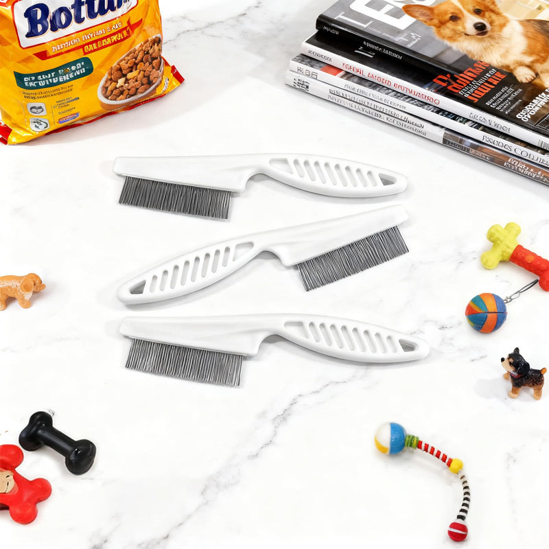 3-Piece Flea & Lice Fine-Tooth Comb Set for Dogs and Cats, Stainless Steel Pin Grooming Tools with Non-Slip Handle - PawsPlanet Australia
