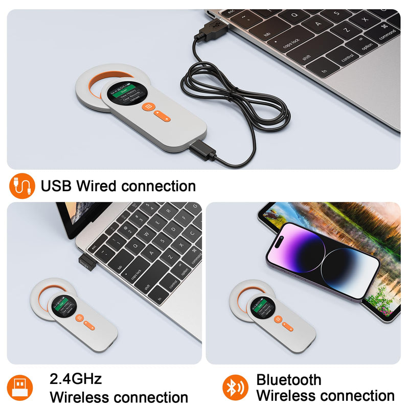 Pet Microchip Scanner Rechargeable RFID EMID Micro Chip Reader Scanner (2.4GHz Wireless+Bluetooth+USB) All in one 1.44” TFT Screen Display ISO11784 / ISO11785 / FDX-B and EMID for Animal/Pet/Dog/Cat DB - PawsPlanet Australia