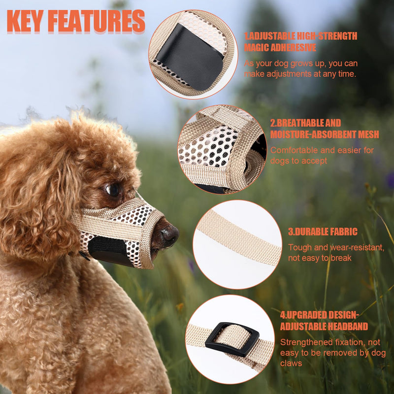 Muzzle for Dog, Soft Pet Muzzle to Stop Chewing Puppy Muzzle with Breathable Mesh & Stable Head Strap Design Mouth Mesh Muzzle Prevent Biting for Large Medium Small Dogs (S) S - PawsPlanet Australia